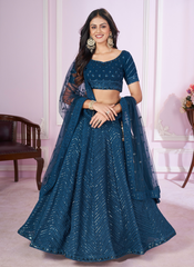 Nakshatra Blue Party Wear Sequence Lehenga