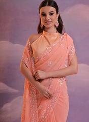 Nakshatra Peach sequenced saree