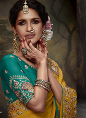 Nakshatra Stunning Yellow Embroidery Saree