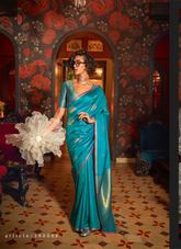Nakshatra Turquoise Banarasi Woven Saree