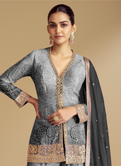 Nakshatra Grey Party wear Garara Suit