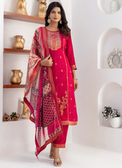Nakshatra Cherry Readymade Jaquard Silk Suit