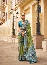 Nakshatra Mahendi Soft Patola Silk Saree