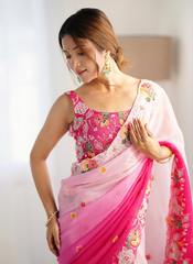 Nakshatra Pink Multicoloured Embroidered Saree