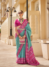 Nakshatra Sea Green Soft Patola Silk Saree
