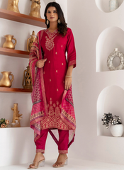 Nakshatra Pink Readymade Jaquard Silk Suit