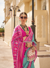 Nakshatra Sea Green Soft Patola Silk Saree