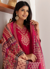 Nakshatra Pink Readymade Jaquard Silk Suit