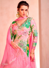Nakshatra Pink Floral Skirt Styled Suit