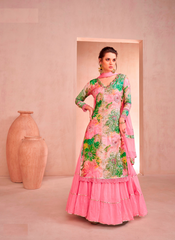 Nakshatra Pink Floral Skirt Styled Suit