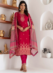 Nakshatra Pink Readymade Jaquard Silk Suit