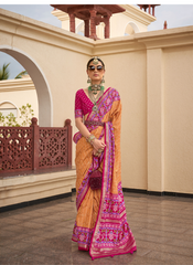 Nakshatra Orange Soft Patola Silk Saree