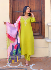 Nakshatra Lemon Ethnic Kurta Set