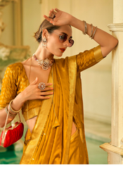 Nakshatra Magical Mustard Silk saree