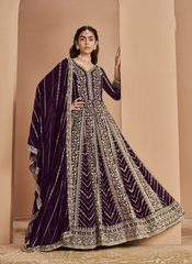 Nakshatra Magenta Wedding Anarkali Suit