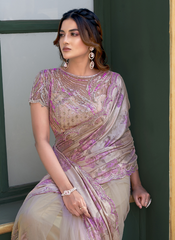 Nakshtra Beige Party Wear Designer Saree
