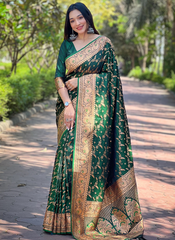 Nakshatra Green Banarsi Silk sari