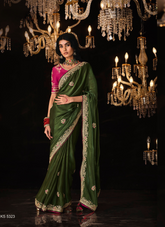 Glamorous Green Wedding saree