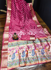 Nakshatra Pink Bandini Saree in Dola Silk