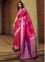Passionate Pink satin silk saree