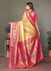 Nakshatra Yellow Banarasi Tissue Silk Saree