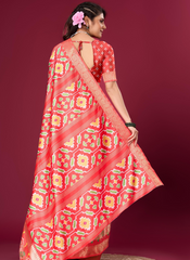 Nakshatra Red and Pink Patola silk saree