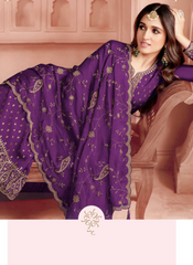 Nakshatra Lavender Dola Jaquard Embroidered Suit