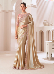 Nakshatra Golden Chiffon Saree
