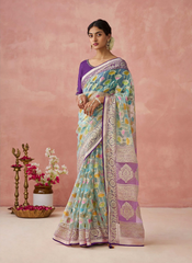 Nakshatra Sea Green Premium saree