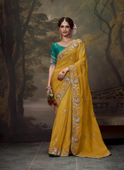 Nakshatra Stunning Yellow Embroidery Saree