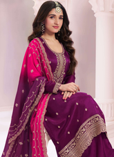 Nakshtar Grape Purple Embroidered Party Wear Suit