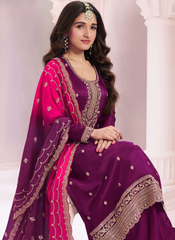 Nakshtar Grape Purple Embroidered Party Wear Suit