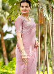 Nakshatra Baby Pink Party wear sari