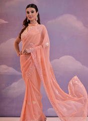 Nakshatra Peach sequenced saree