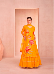 Nakshatra Yellow Floral Skirt Styled Suit