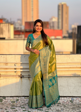 Nakshatra Green Weaved Tissue Silk Saree