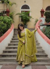 Nakshatra Green Embroidered Anarkali Suit