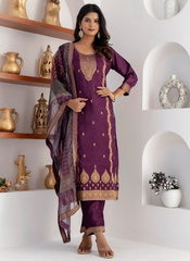 Nakshatra Purple Readymade Jaquard Silk Suit