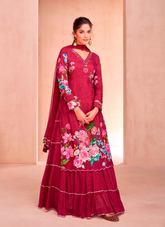 Nakshatra Wine Floral Skirt Styled Suit