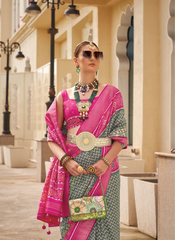 Nakshatra Grey Soft Patola Silk Saree