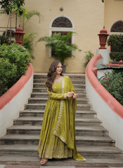 Nakshatra Green Embroidered Anarkali Suit