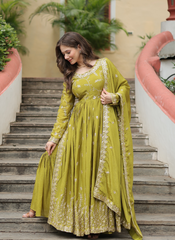 Nakshatra Green Embroidered Anarkali Suit