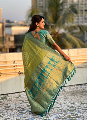 Nakshatra Green Weaved Tissue Silk Saree