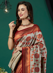 Nakshatra Grey Banarasi Saree