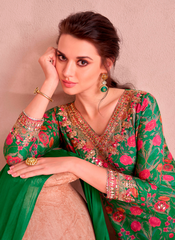 Nakshatra Green Floral Skirt Styled Suit