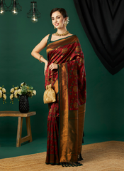 Nakshatra Maroon Banarasi Saree