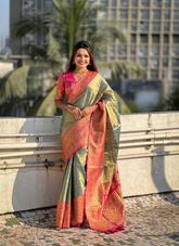 Nakshatra Blue Weaved Tissue Silk Saree