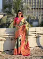 Nakshatra Blue Weaved Tissue Silk Saree