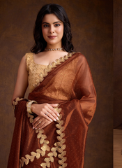 Nakshatra Chocolate Brown Saree