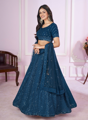 Nakshatra Blue Party Wear Sequence Lehenga